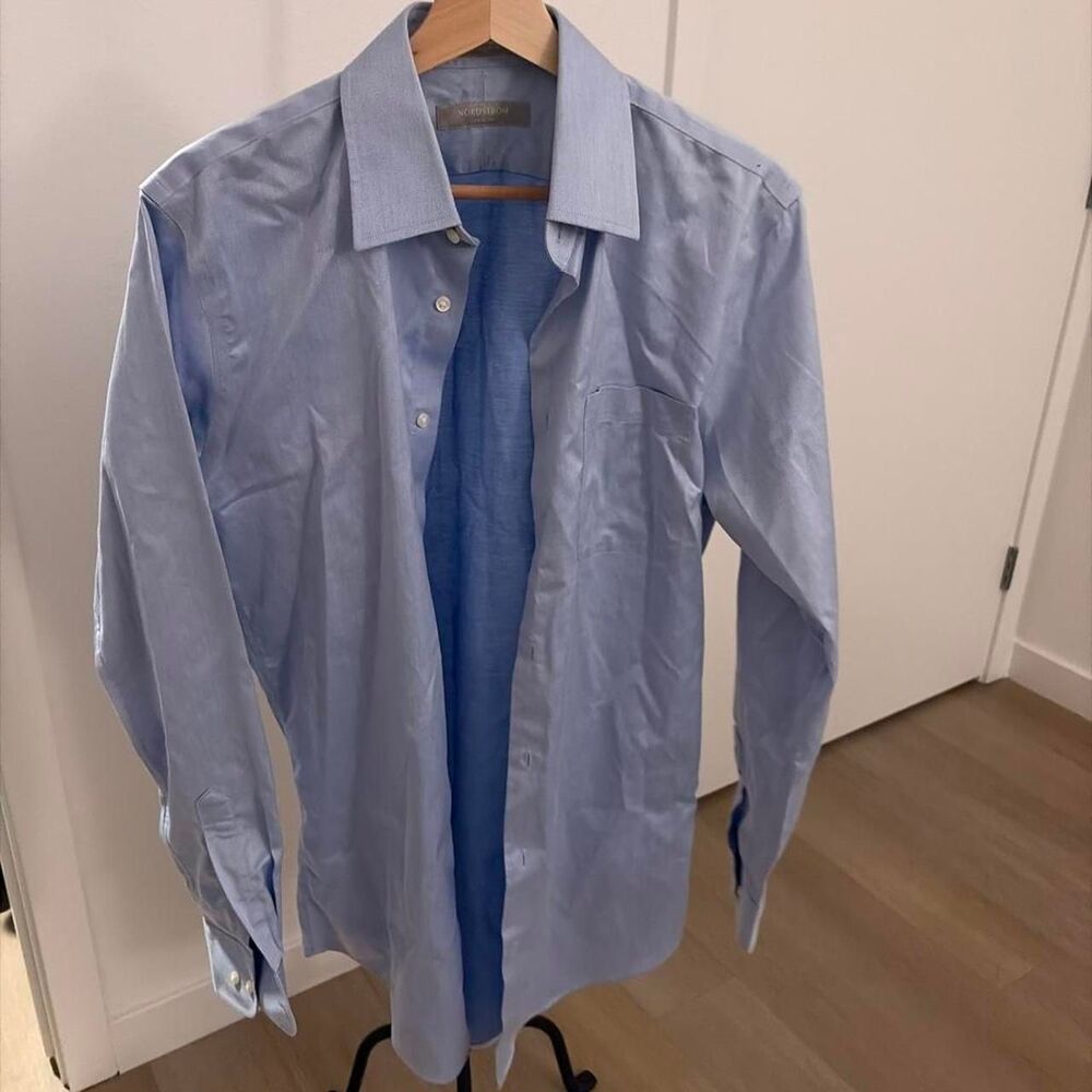 Nordstrom Men's Long Sleeve Button-Down Light Blue Dress Shirt Size 15